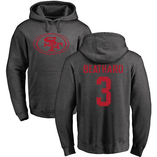 Men San Francisco 49ers Ash C. J. Beathard One Color #3 Pullover NFL Hoodie Sweatshirts